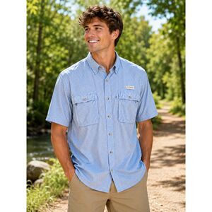 Magellan Outdoors Men's Size XL Blue Check Vent Fishing Shirt Gear Hiking